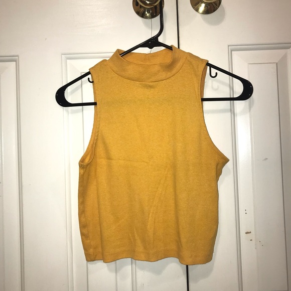 yellow high neck crop top